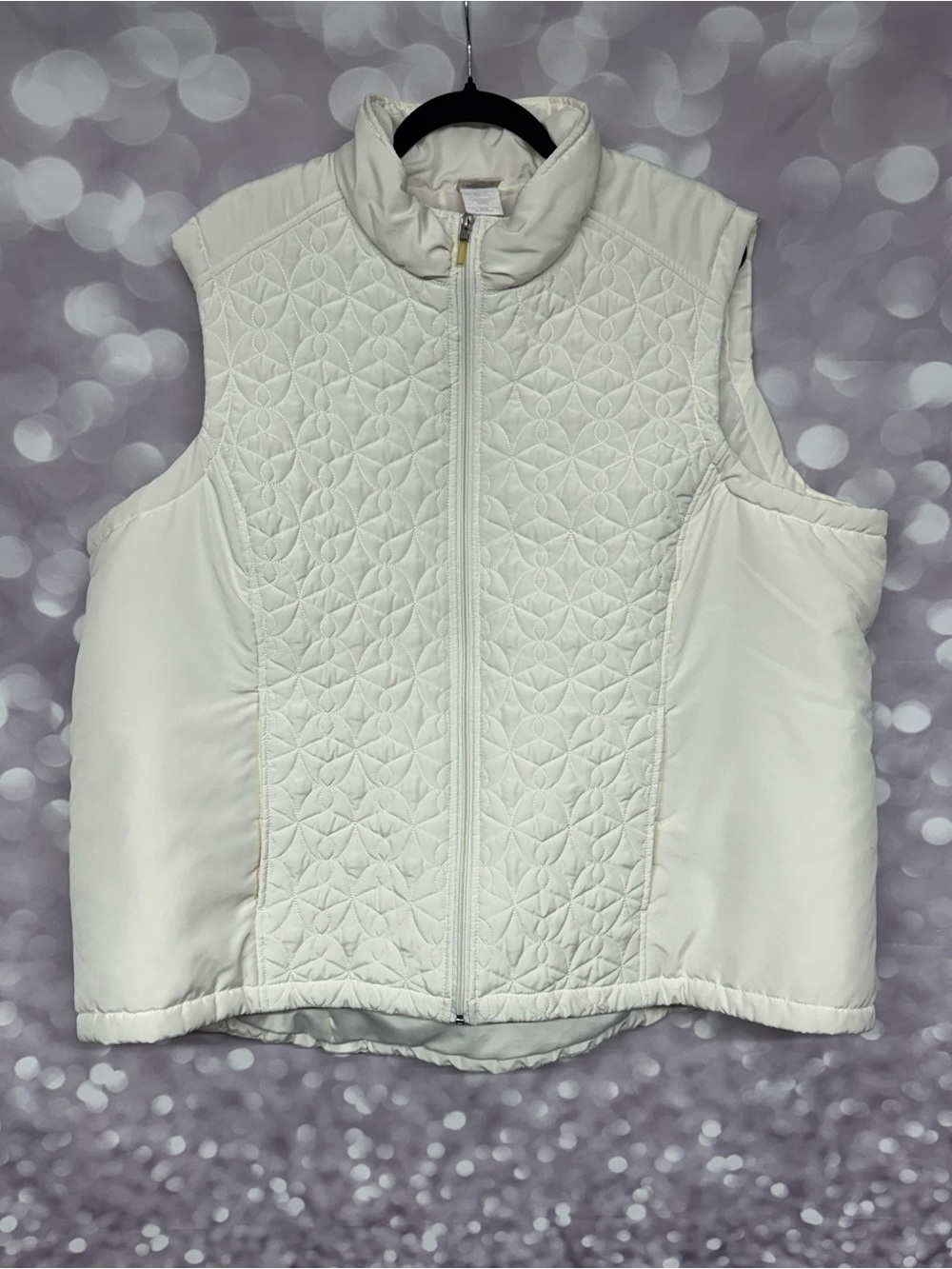 Just My Size Cream Zip-Up Quilted Vest Size 3X